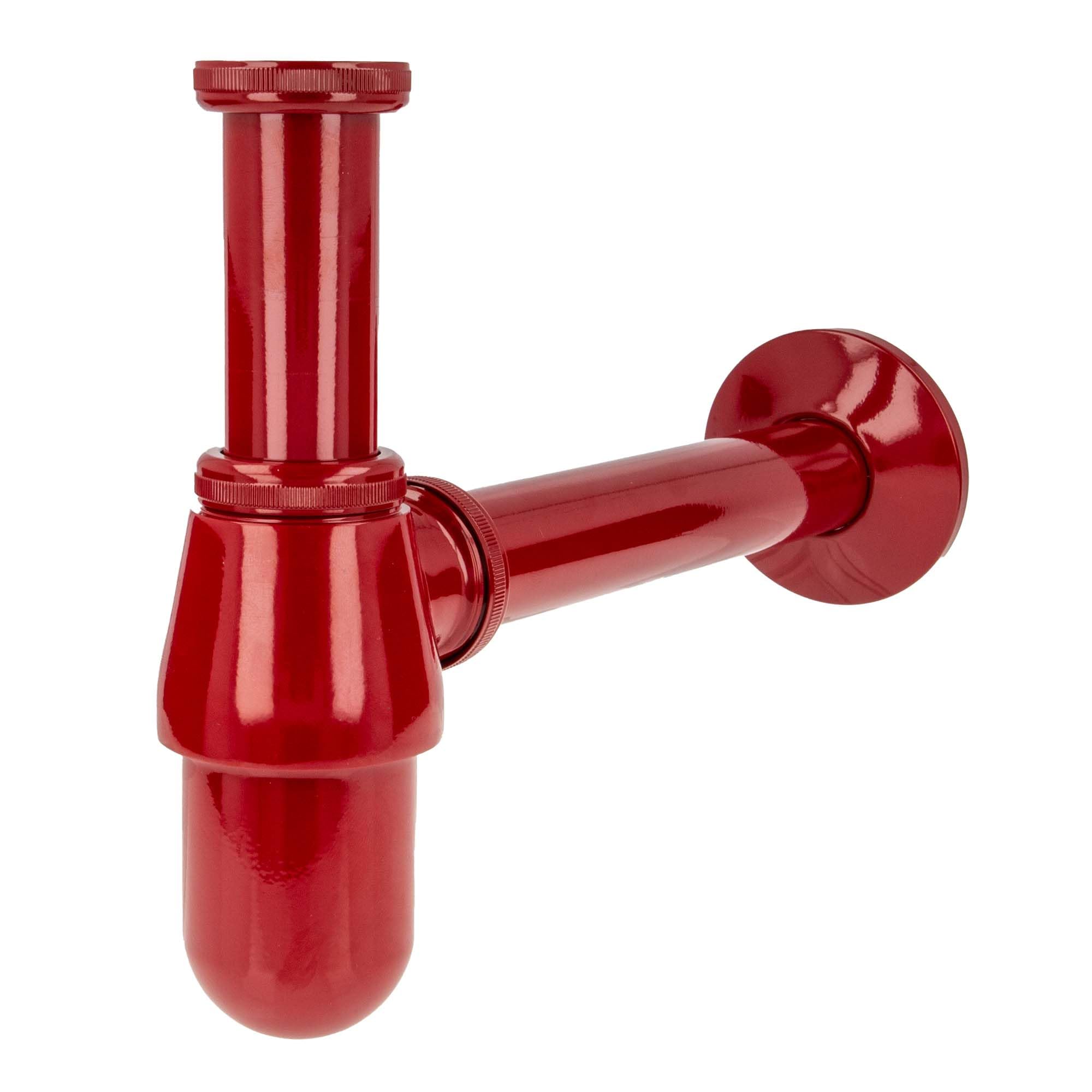 tecuro PROFI Flaschen-Geruchsverschluss Siphon, extra lang - rot (RAL 3003)