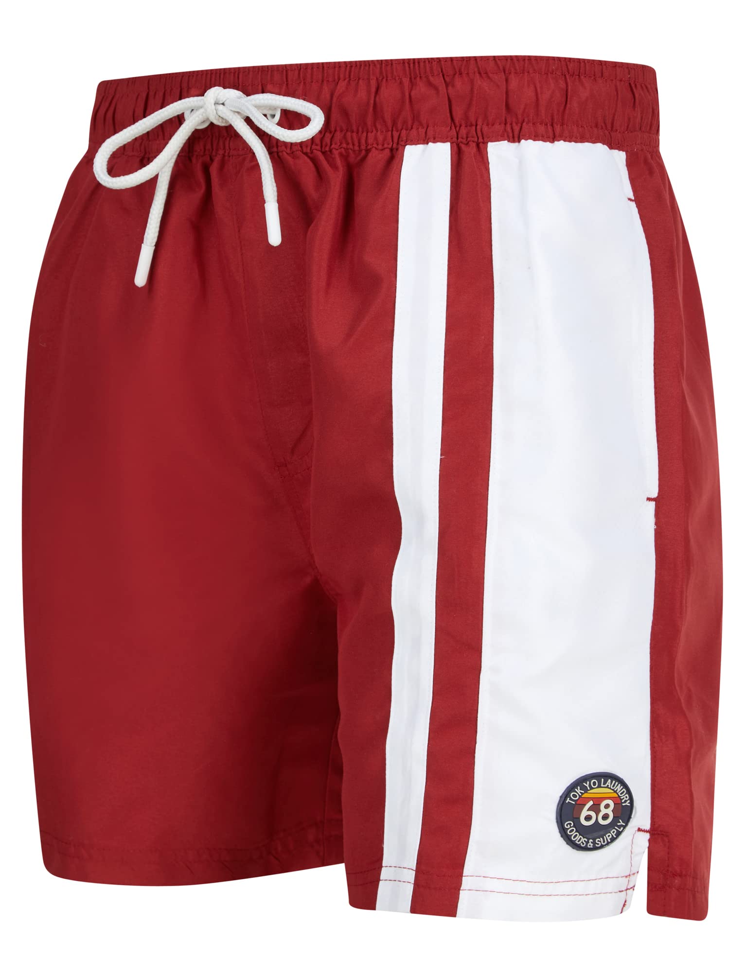 Tokyo Laundry Men's Red Dahlia Tillamook Striped Swim Shorts