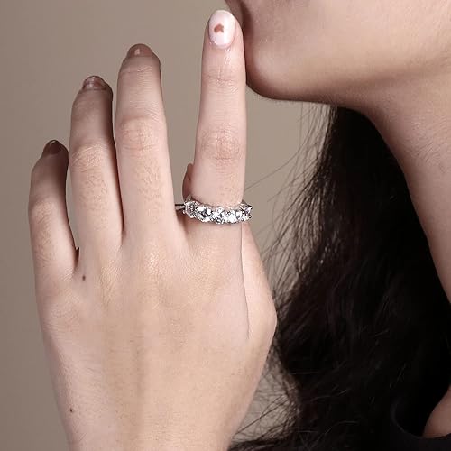 Miniatura 4 de Tienda Collection Anillo de cinco piedras de plata de ley con circonita cúbica de corte redondo con elementos infinitos