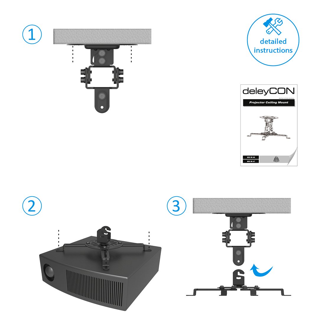 Supporto Soffitto Per Proiettore - Regolabile E Gira 360&deg;