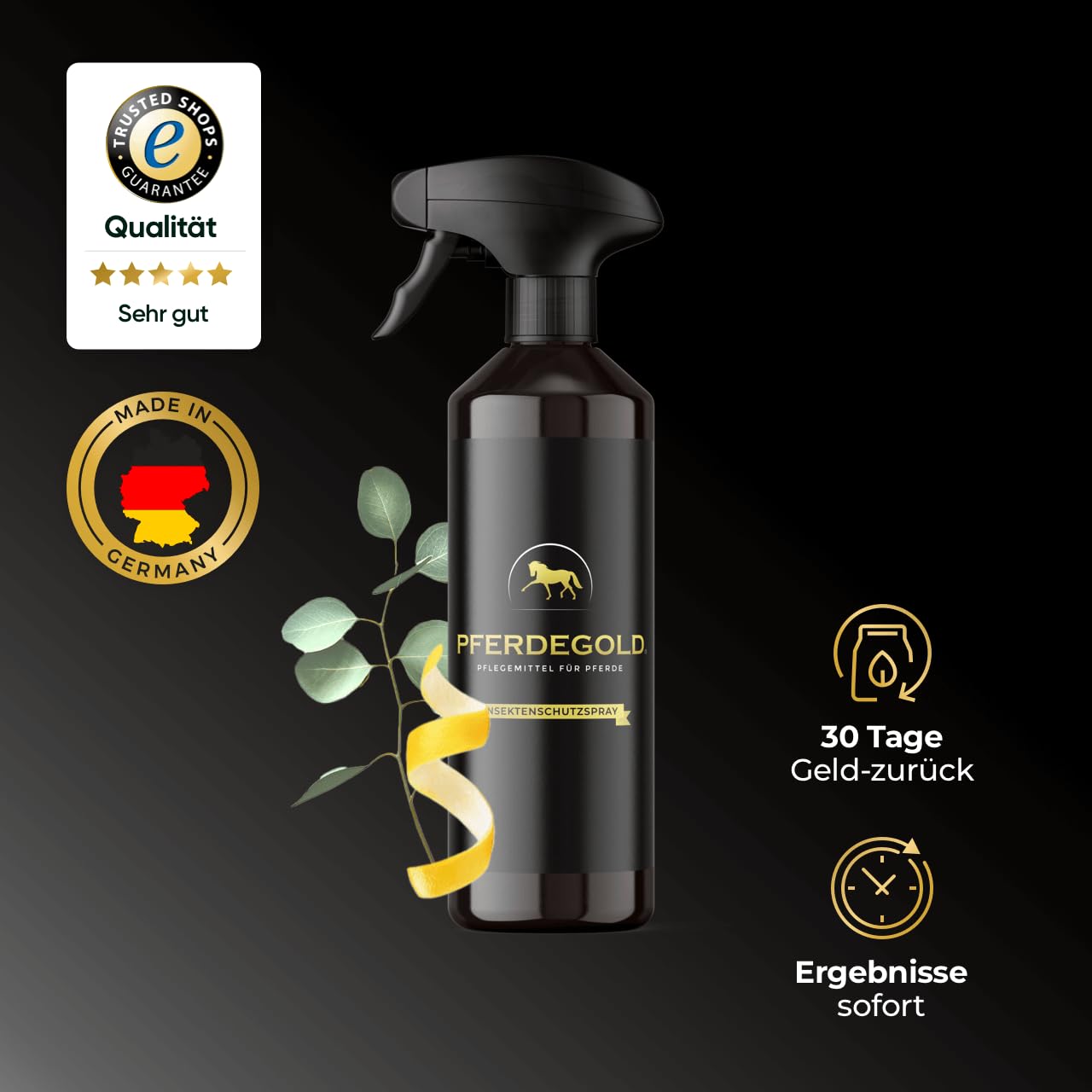 Insektenspray 500ml - Gegen Bremsen, Mücken & Fliegen - Fliegenspray Pferde - Natürlich & Dopingfrei - Made in Germany