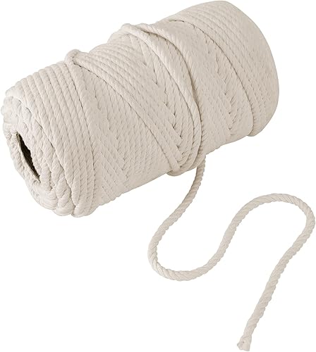Miniatura 4 de FUNSUEI Cordón de macramé natural de 0.236 in x 500 pies, cuerda de algodón suave torcida de 4 hebras, cuerda de algodón de 14 de pulgada para tejer