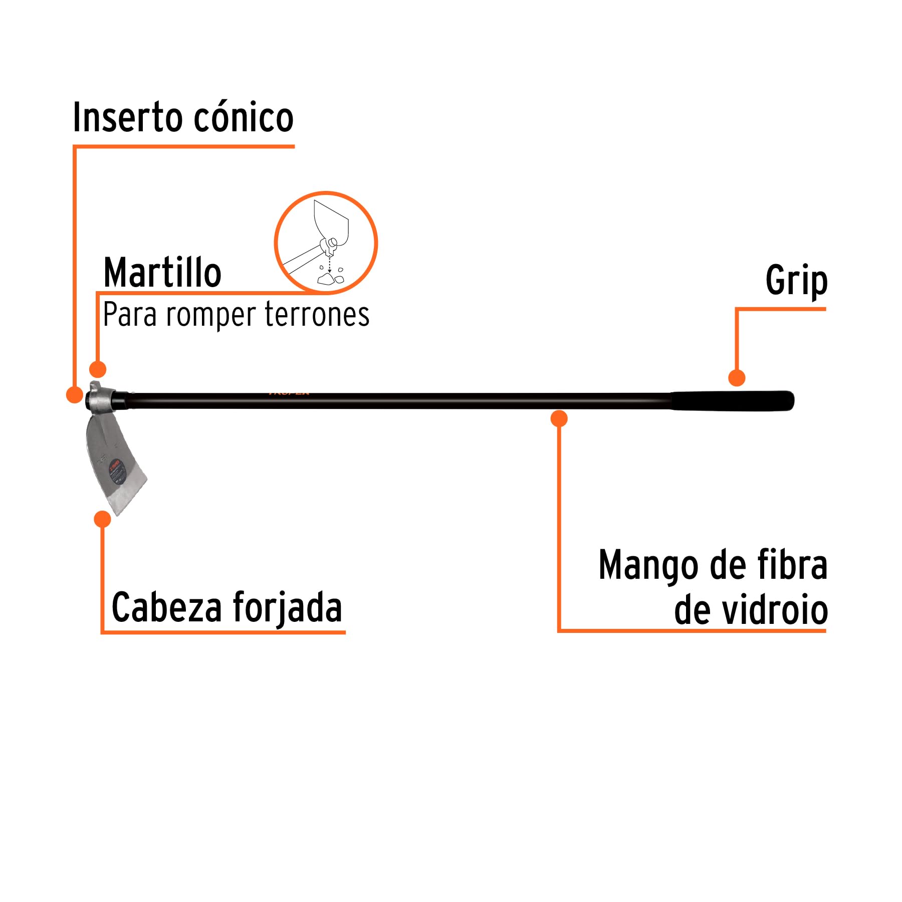 Azadón oreja y martillo con mango - N.º 1