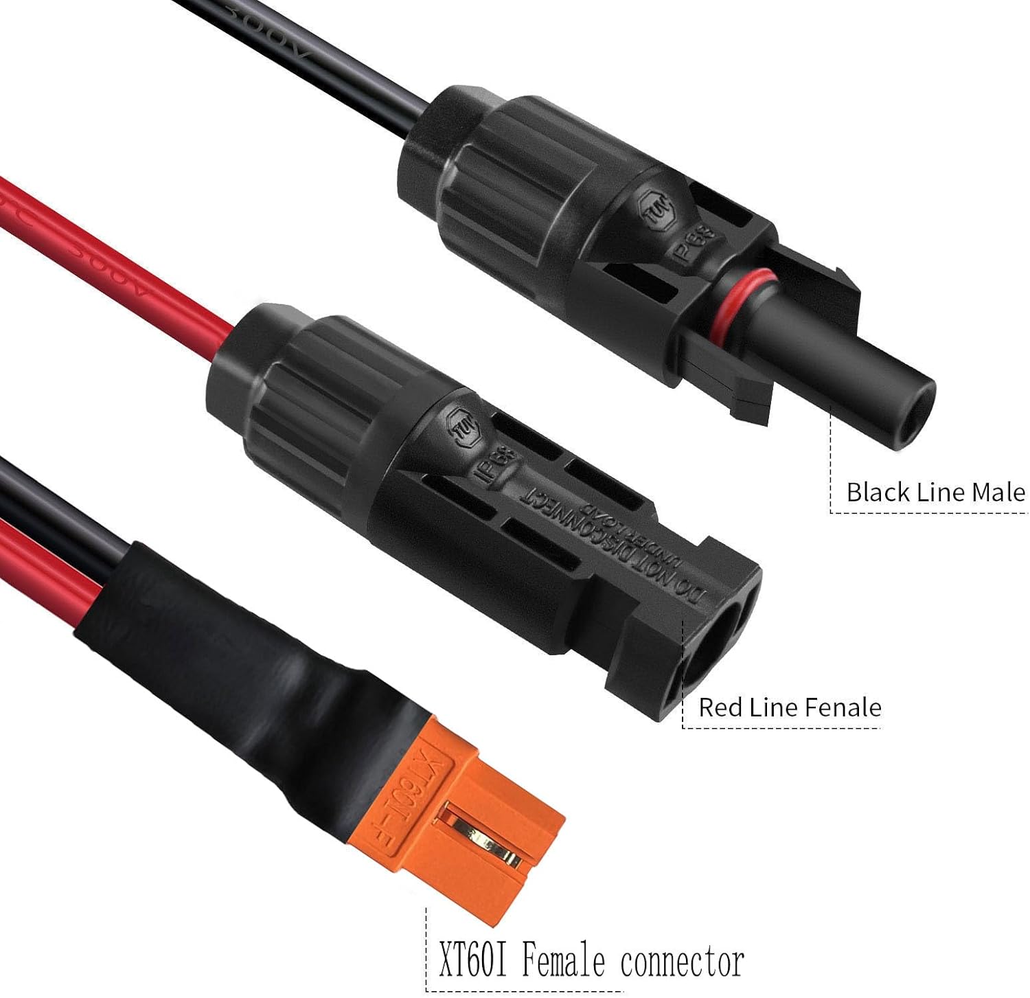 Solar to XT60i 10AWG Extension Cable XT60I-F 6mm2 Solar Cable Compatible for Portable Power Station 3m (10AWG 10FT)