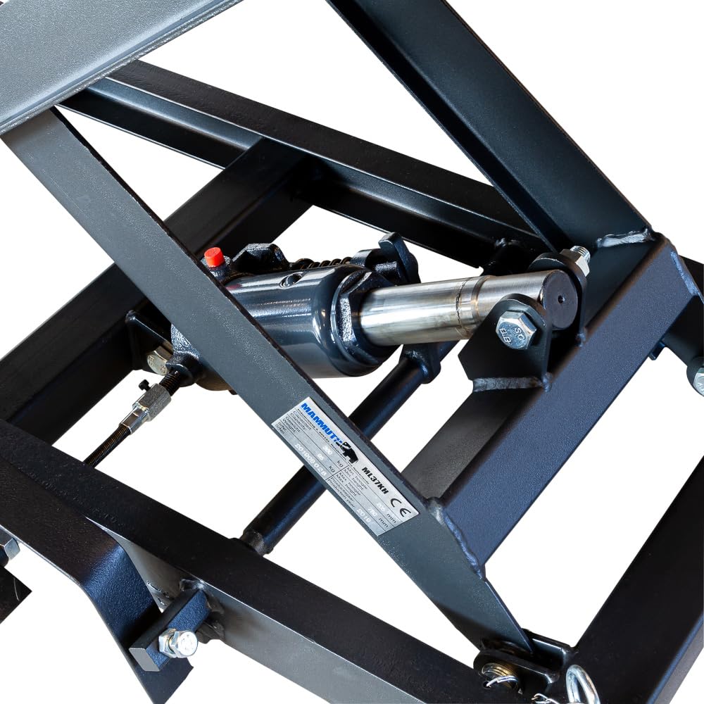 DeTec. Plataforma elevadora para moto, máx. 360 kg, mando a pie, elevador de tijera, plataforma de montaje máx. 780 mm altura de elevación