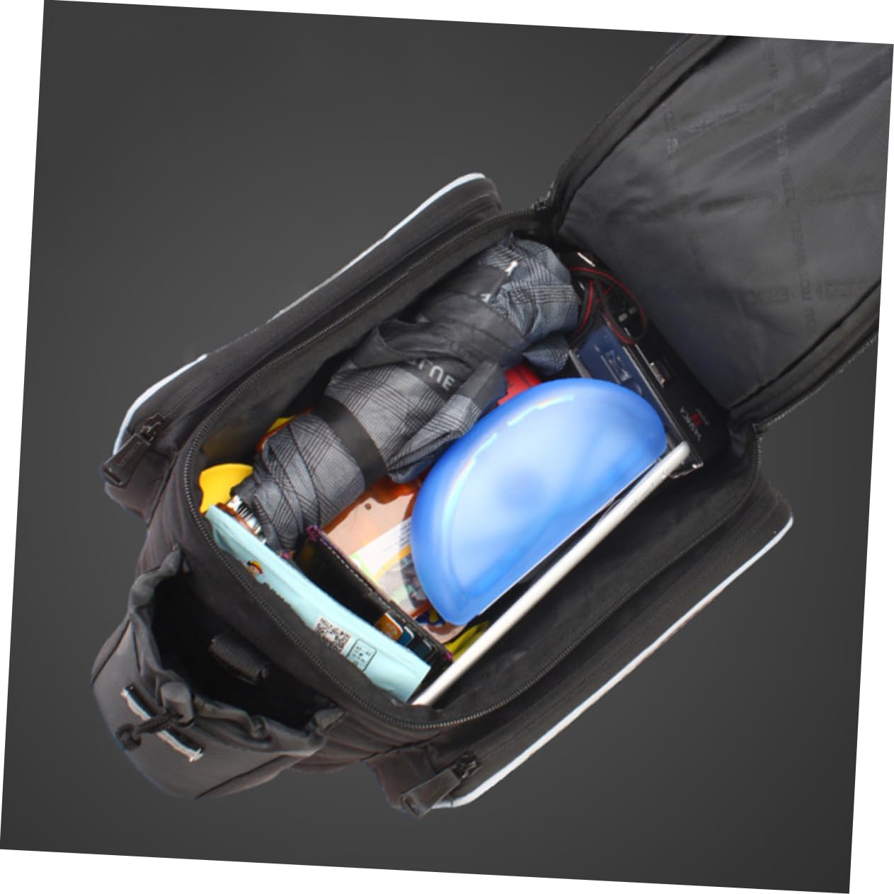 Happyyami Borsa Per Bici Sacchetto Posteriore Per Attività All Aperto Capacità Elevata Materiale Resistente e Strisce Riflettenti Nero