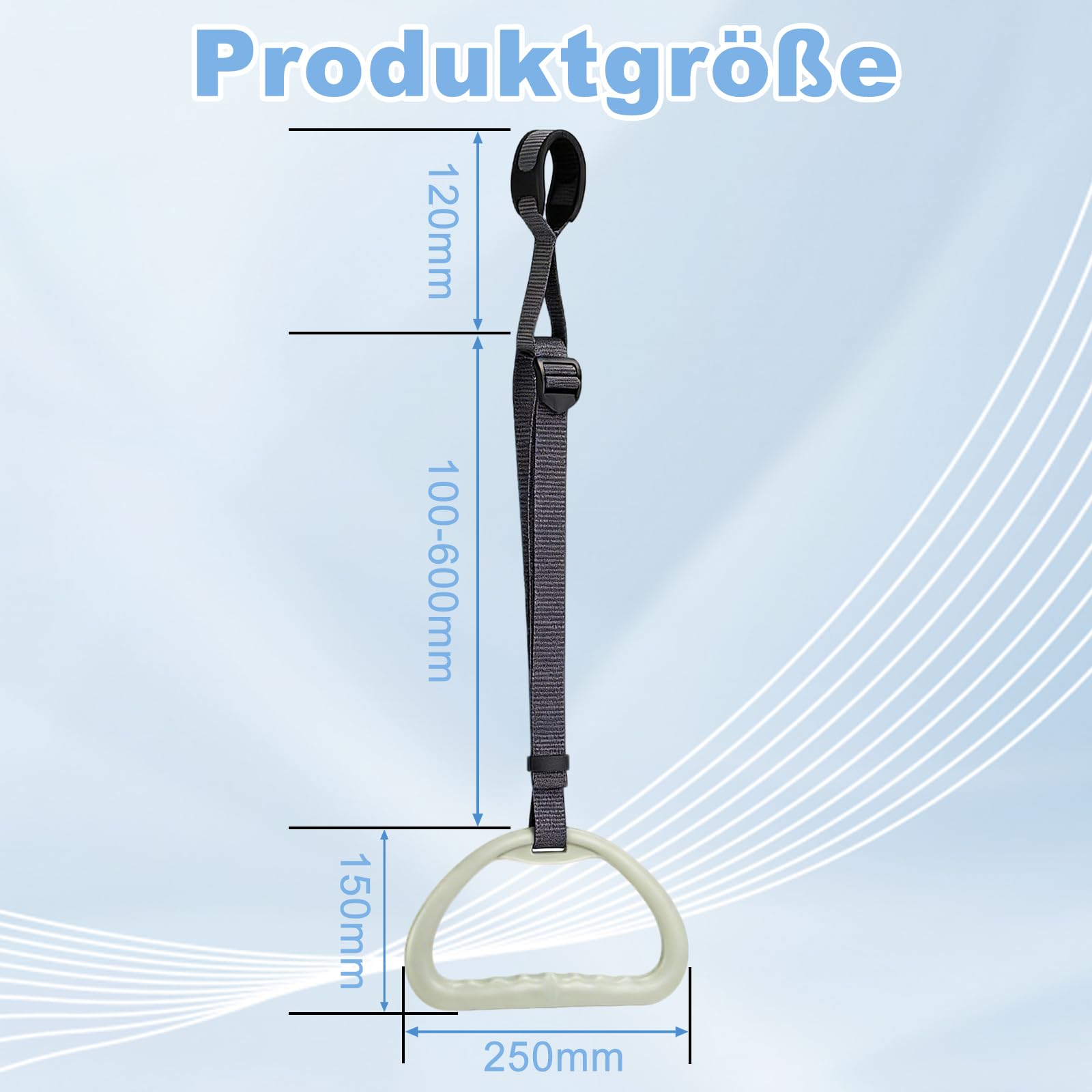 Foonary Manopola trapezoidale antiscivolo con cinghia regolabile, ergonomica, manico regolabile in altezza, manico eretto, impugnatura verticale per aiuti di costruzione, manico di ricambio
