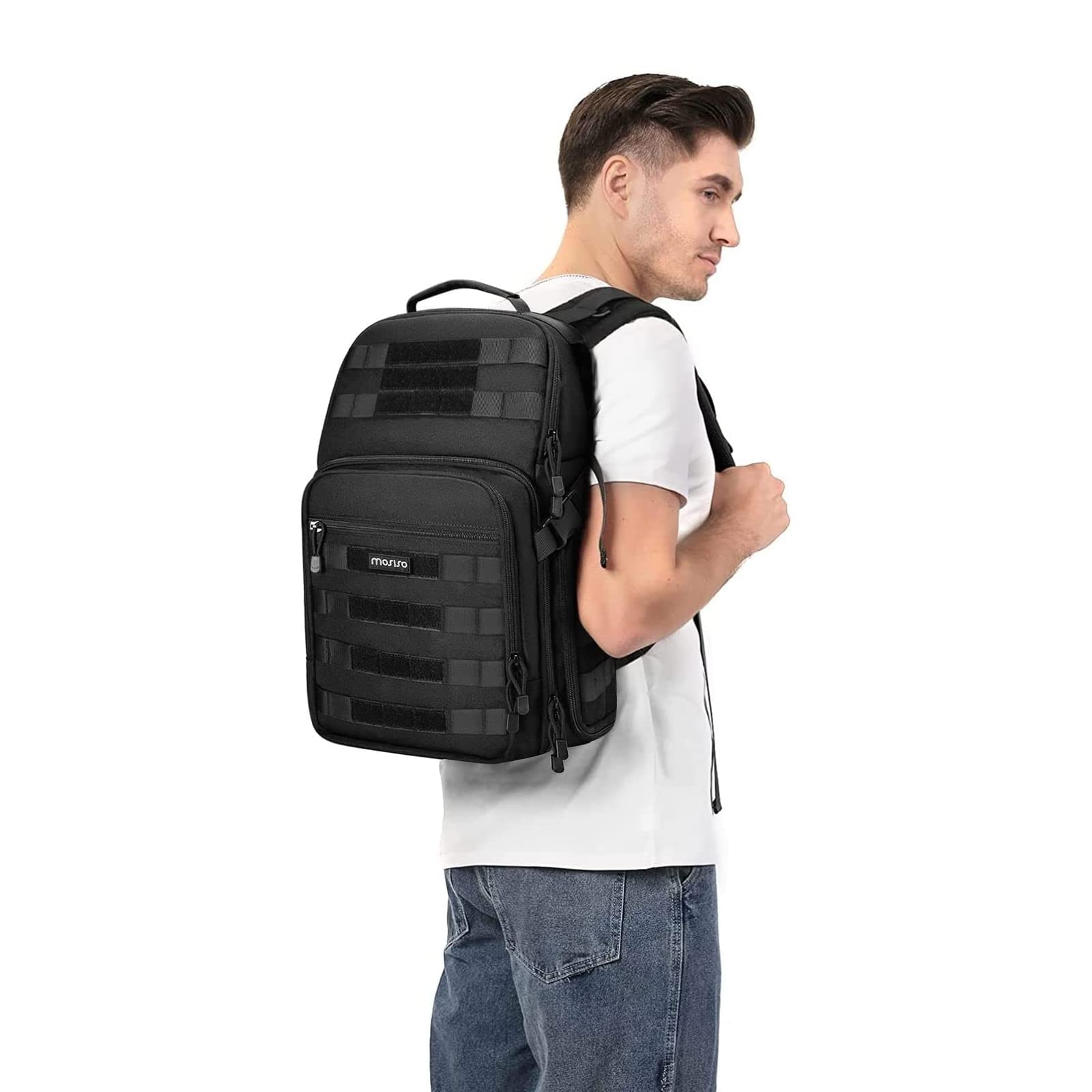 MOSISO Zaino Per Fotocamera,DSLR/SLR/Mirrorless Borsa per Fotografia Fotografica Tattica Supporto Per Treppiede E Scomparto Laptop Compatibile Con Canon/Nikon/Sony/DJI Mavic Drone,Nero