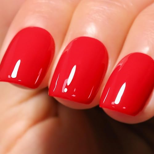 Esmalte en gel, 1 unidad de esmalte de uñas de gel rojo fuego de 0.5 onzas líquidas, esmalte de uñas de gel semipermanente LED UV, arte para