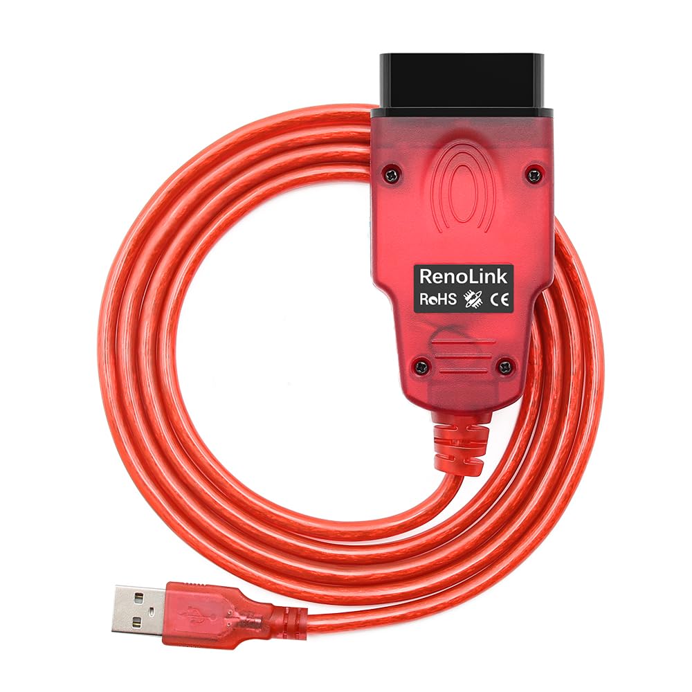 Washinglee Cavo diagnostico ECU compatibile per Renault e Dacia, lettore di codice OBD2 e scanner per Renault e Dacia ECU, driver/APP deve essere installato