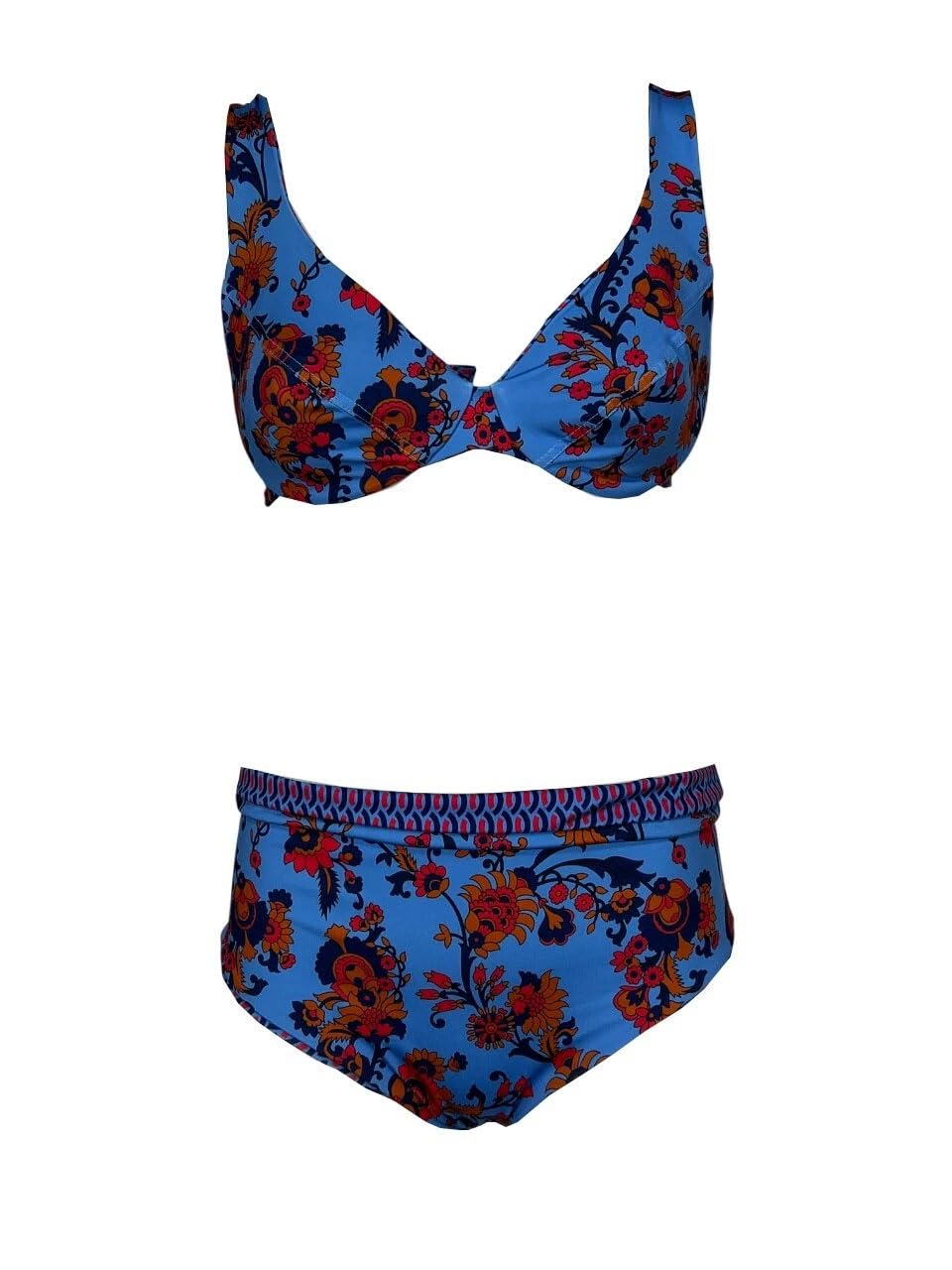 JUSTMINE Feeling by Bikini Double-Face Coppa C Azzurra/Multicolor B2627C 6100 Made in Italy tg XXXL - IT 52