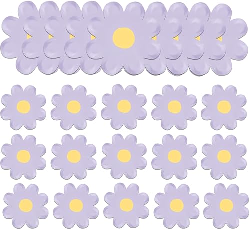 60 platos de papel de margarita, platos desechables de margaritas de 7 pulgadas, platos de margaritas para fiestas, bandeja de alimentos que se