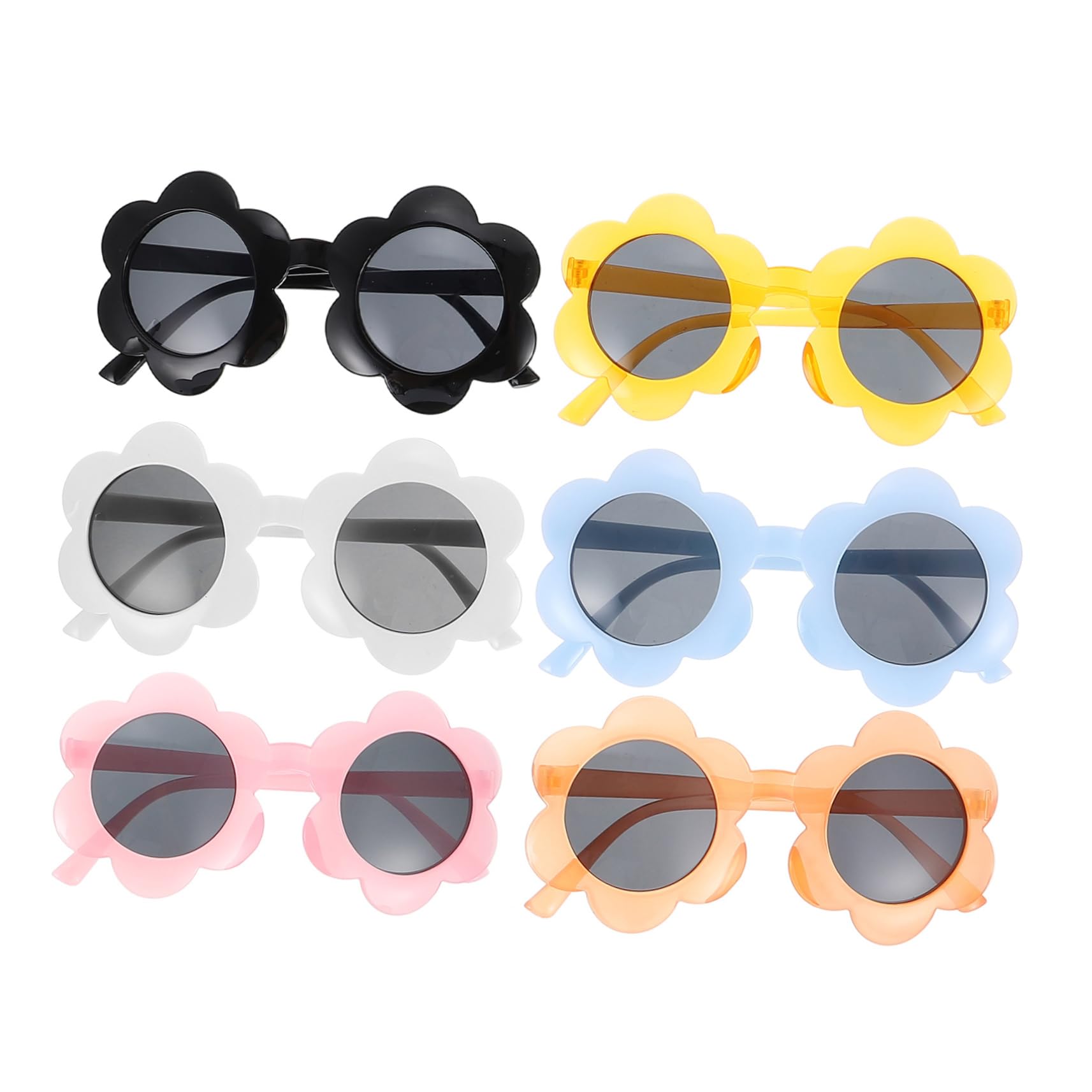 TOVINANNA 6pcs Pc Material Boys and Girls Sunglasses Unique Flower Design for Party and Daily Use