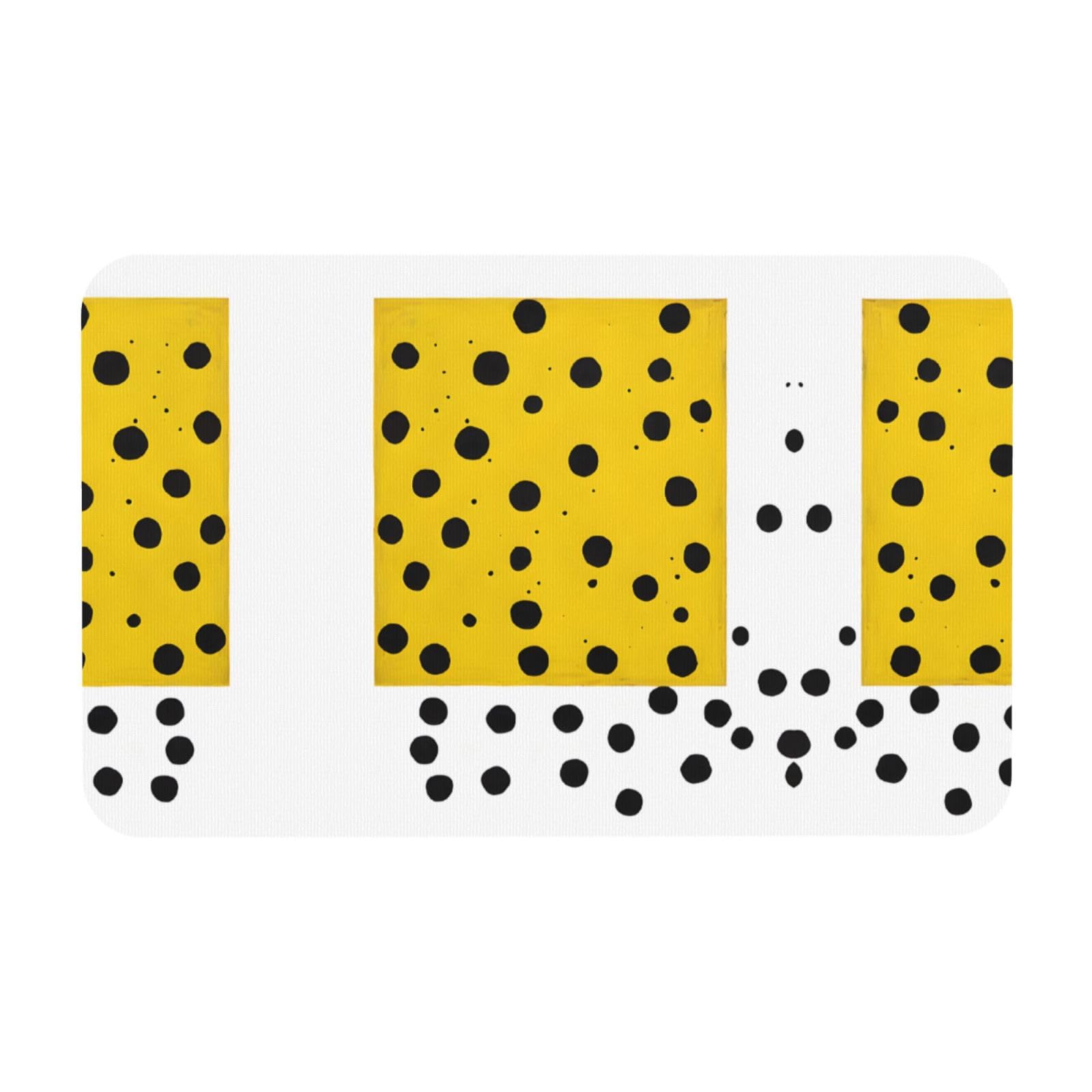 Tapis de bain 50x80 cm lavable et tapis douche jaune et noir absorbant