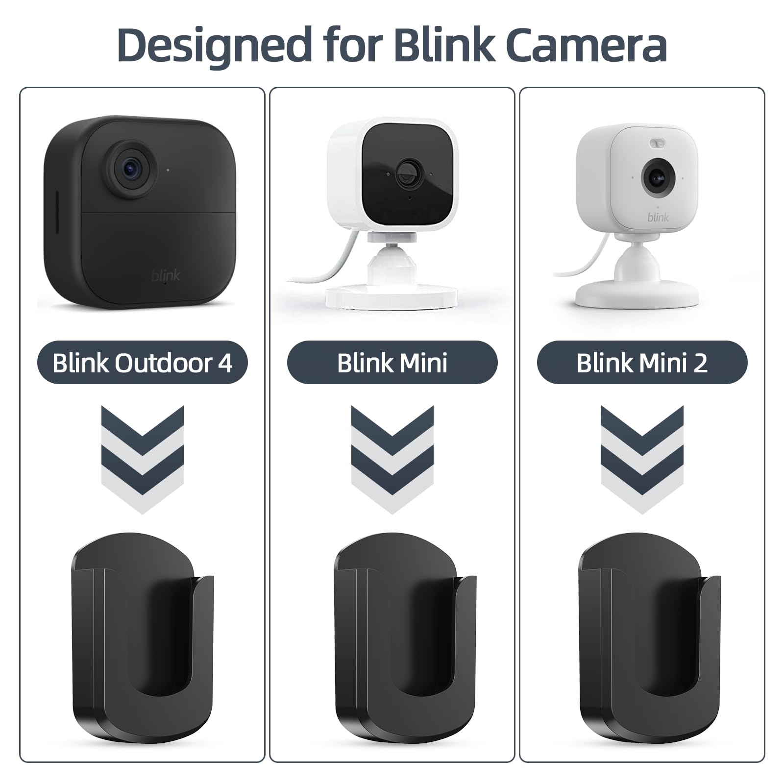 Paquete de 3 soportes de pared para cámara Blink sin taladrar, sin tornillos, soporte adhesivo para cámara Blink Outdoor 4 / Blink Mini/Mini 2 / Blink para cámaras interiores, fácil de instalar