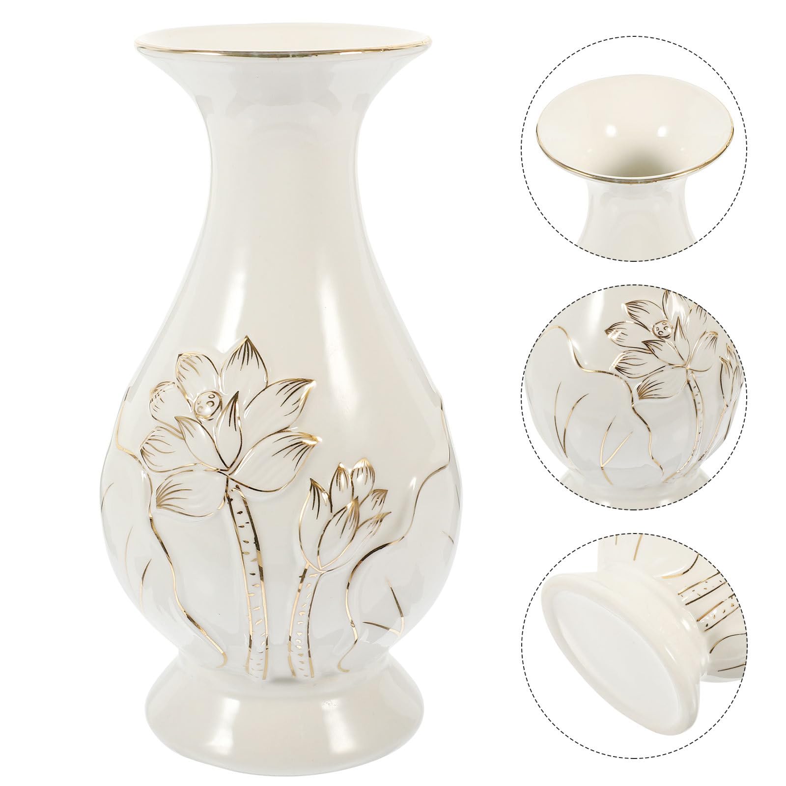 Tofficu Tempelvasen-Set, Keramik, Lotus-Design, kleine Blumenvasen, 17 x 17 x 8 cm, dekorative Vase für Heimdekoration, buddhistischer Altar, 2 Stück