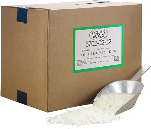 Golden Brand 464 copos de cera de soja, cera de soja natural al por mayor para suministros de fabricación de velas (45 libras), blanco, GW-464