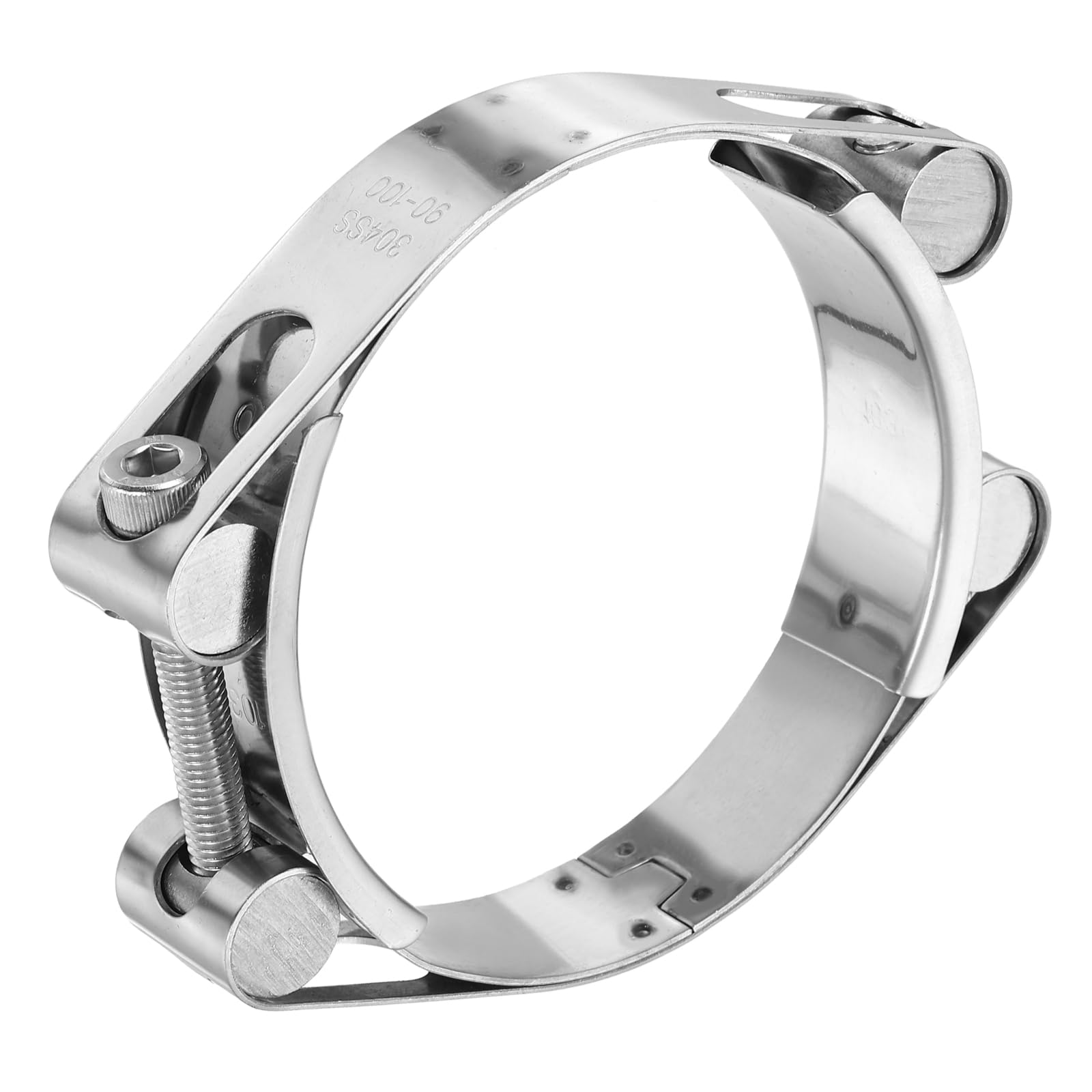 sourcing map T-Bolt Hose Clamp 90-100mm (3.5-3.9") 304 Stainless Steel Double Head Adjustable Intake Radiator Tube Clamps for Automotive Plumbing Industrial Intercooler Pipe