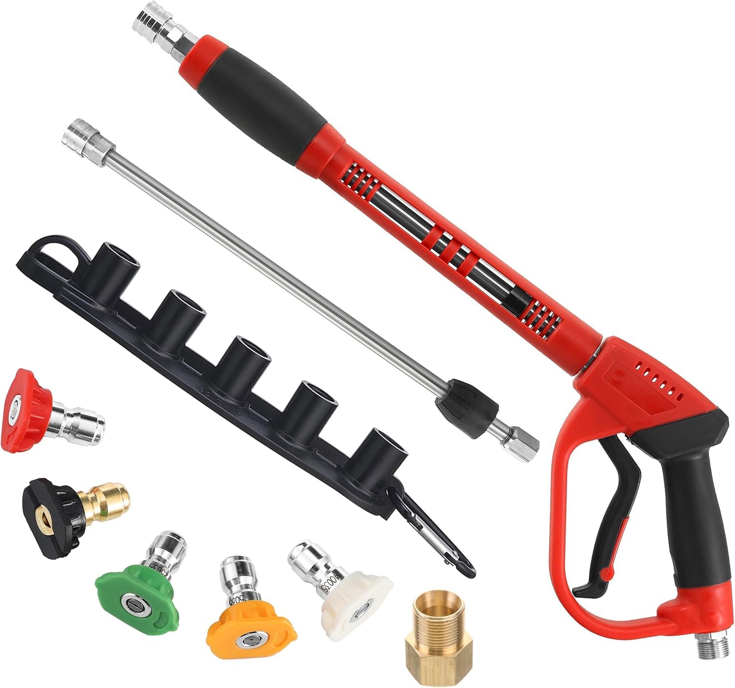 Tool Daily Pistolet de Nettoyage Haute Pression, avec Rallonge de Rechange, 5 Embouts de Buse, Raccord M22, 1 Mètre, 350 Bar