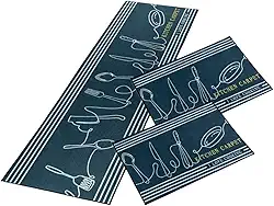 Jogo Tapete Passadeira 3 Pçs Antiderrapante Emborrachado Capacho Cozinha Talheres Listrado Preto Macio