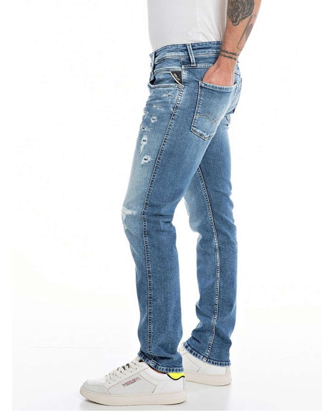 Replay Herren Jeans Anbass Slim-Fit, Medium Blue 009 (Blau), 30W / 36L