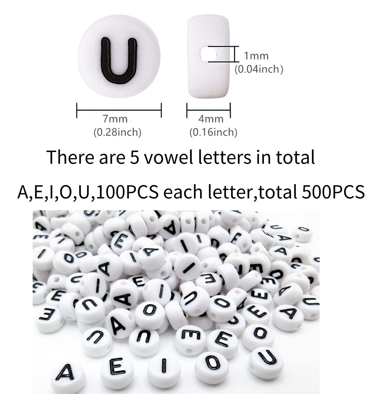 Bxwoum 100PCS White Round Acrylic Letter Beads - 4x7mm Alphabet Beads For DIY Jewelry Making - View #9