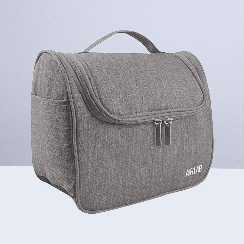 2 trousse da toilette grandi, portatile, multifunzione, impermeabile, da appendere, da viaggio, colore: grigio, Grigio