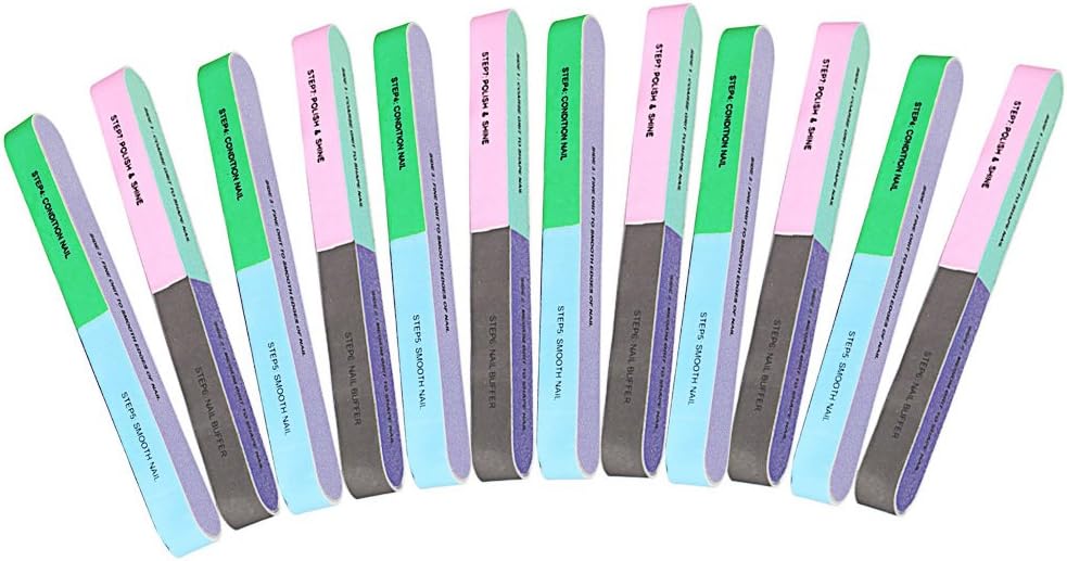 Borte 12 Pack Nail Files, Nail File and Nail Buffer Cosmetic Manicure Professional Emery Board Multicolor