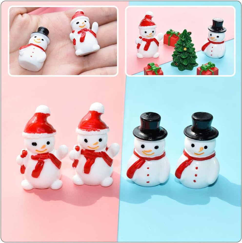 Angoily 90pcs Lovely Miniature Snowman Charms Cute Snowman Figurines for Christmas Decor for Desktop Bonsai for Holiday Gifting Festive Decoration