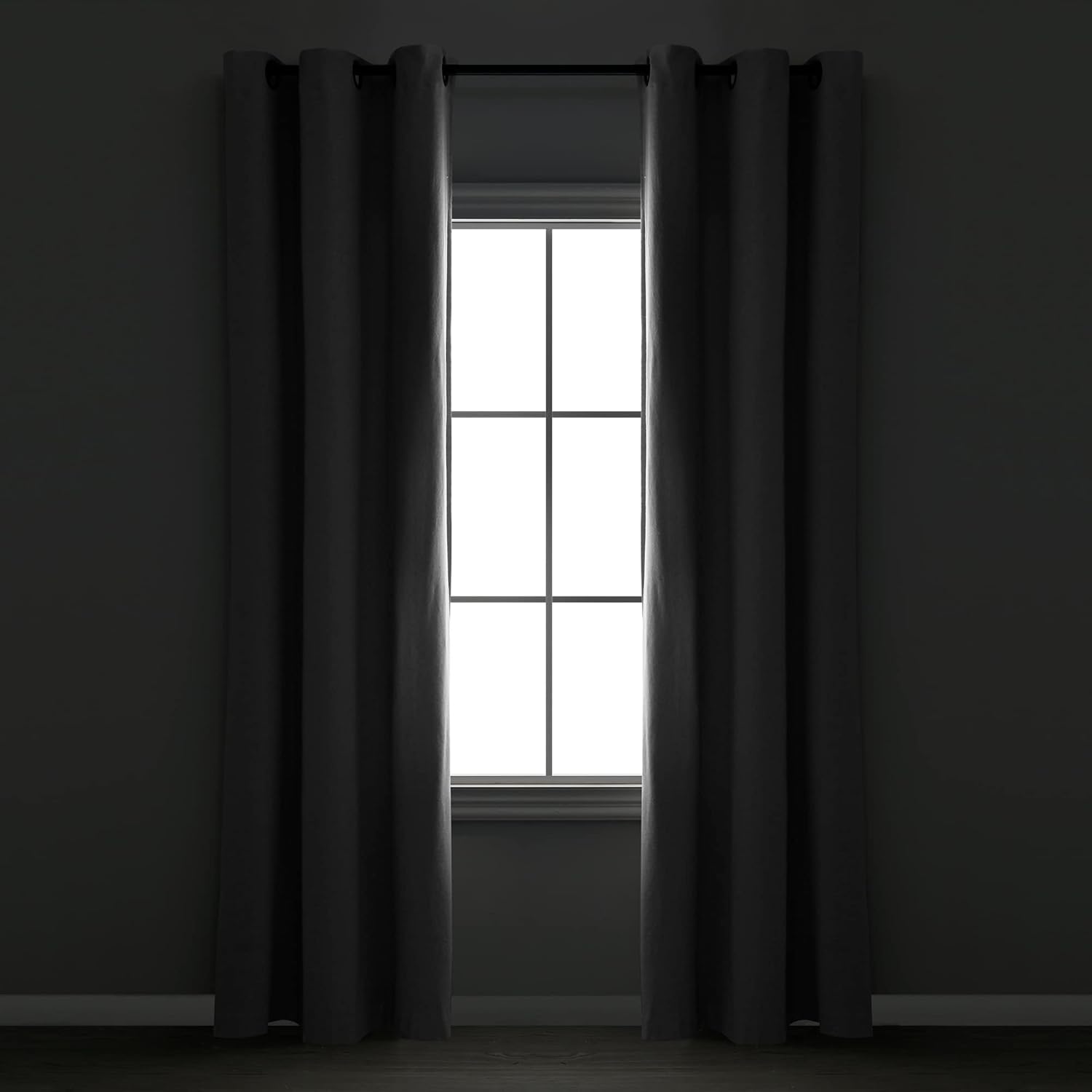 Light Gray Linen Blackout Grommet Window Curtain Panel 38" x 84"