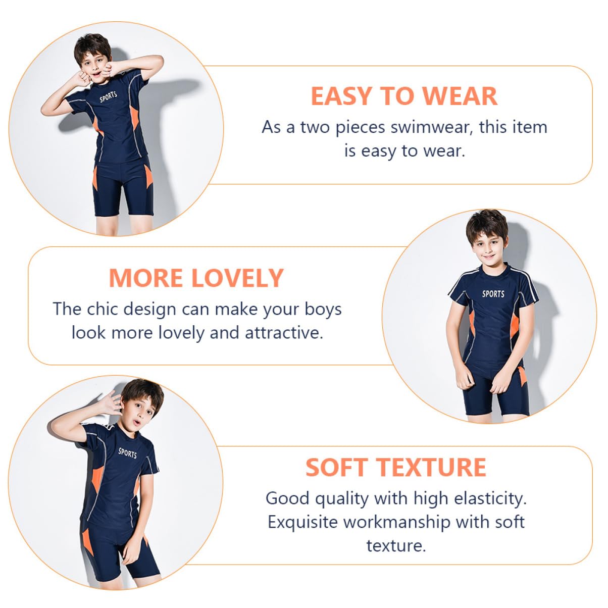 iplusmile Set di Costume da Bagno Due Pezzi per Ragazzo Protezione Solare Estiva in Blu, Design Chic in Nylon e Poliestere per Vacanze Estive e Piscina