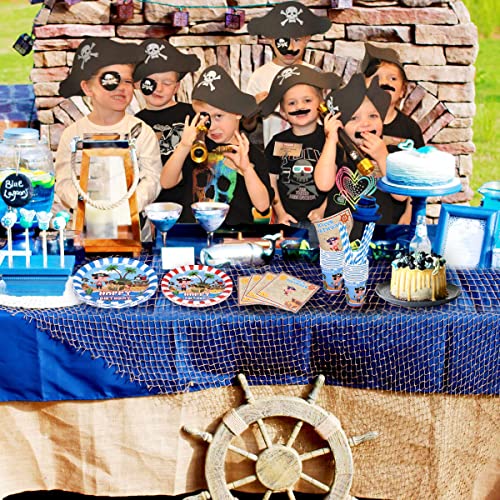 125PCS Pirate Décoration Anniversaire Vaisselles pour 25 Invités, Assiettes, Serviettes, Pailles,Gobelets en Carton… - Image 4