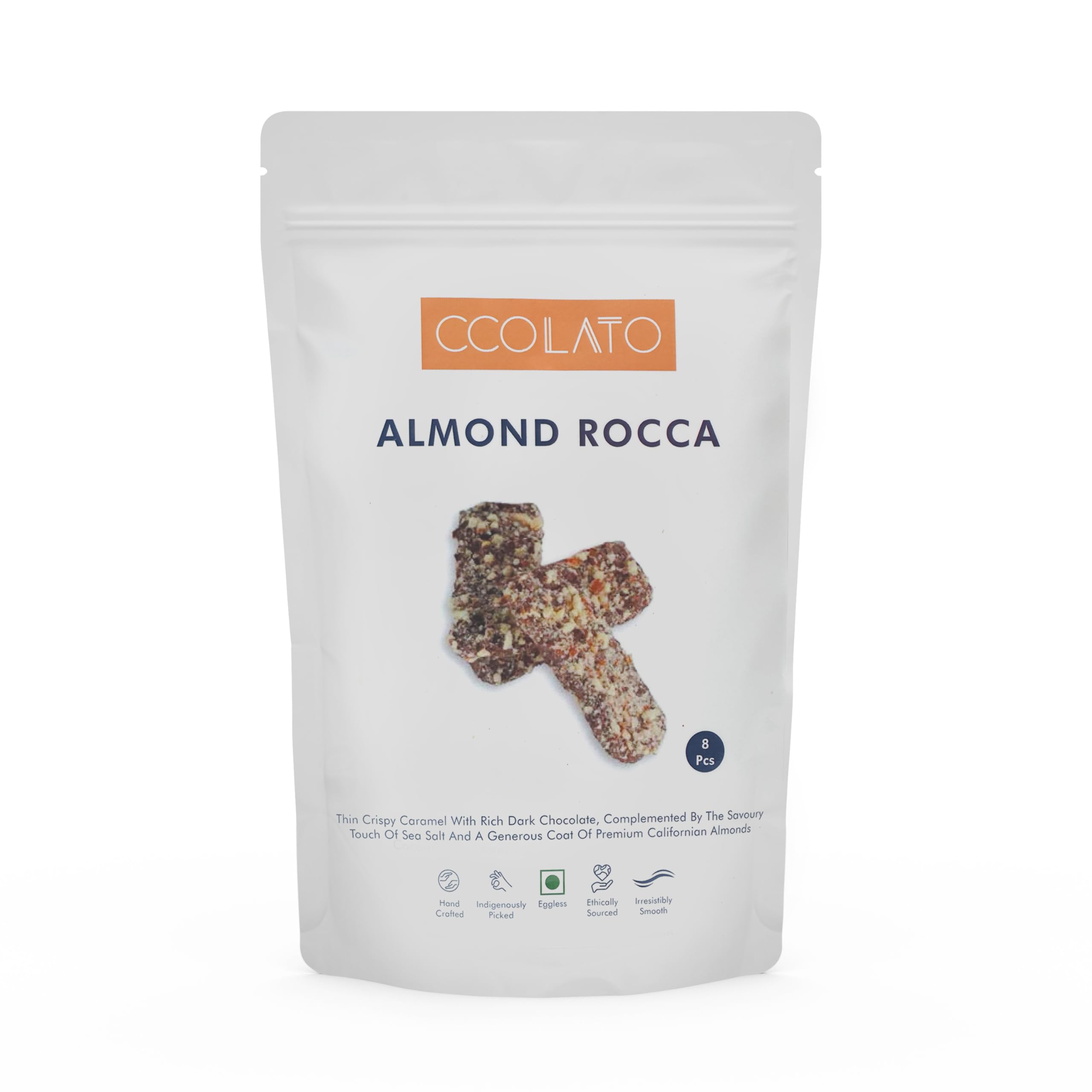 CCOLATO Californian Almond Rocca 160g Rich dark chocolate, Healthy Snacking rich in flavor