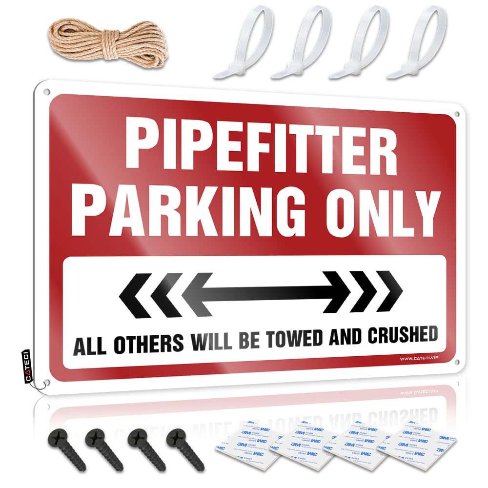 Krazmurongd Men's One Color Funny Bar Decor Pipefitter Parking Only Tin Sign Bar Tin Signs Vintage Bar Stuff For Man Cave