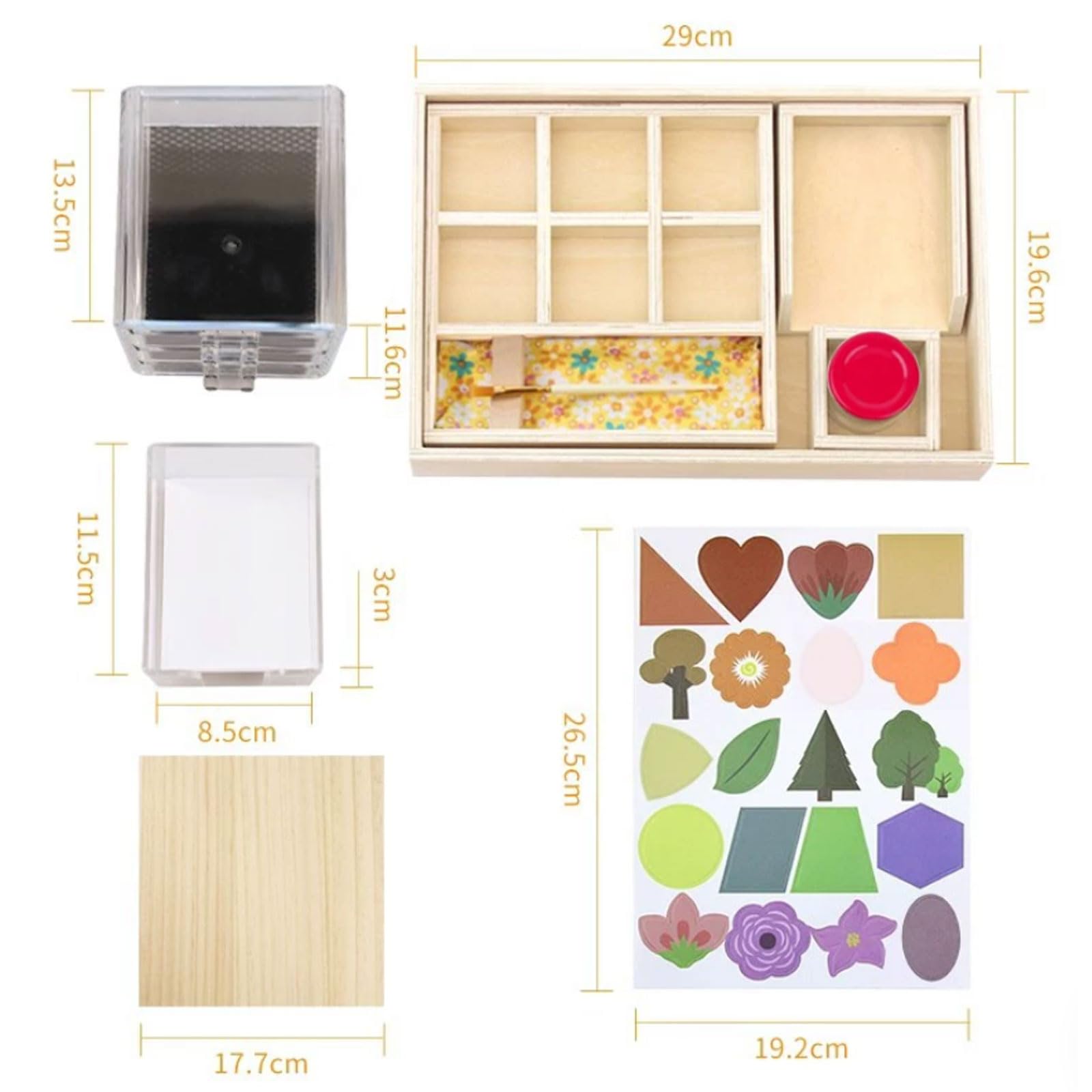 Montessori Aufkleber-Kunst-Set, Holz-Transfer-Aufkleber-Kit für Kleinkinder, Spielzeug für praktische Lebens- und Feinmotorik-Fähigkeiten