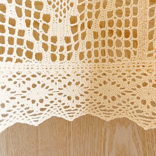 Boho Kitchen Curtains,Short Curtain Valance For Kitchen Window Farmhouse Handmade Crochet Curtain Tiers For Coffee Decor Room Divider Rod Pocket Hollow Short Lace Curtain Decor ( Color : B , Size : 65 #TOP3