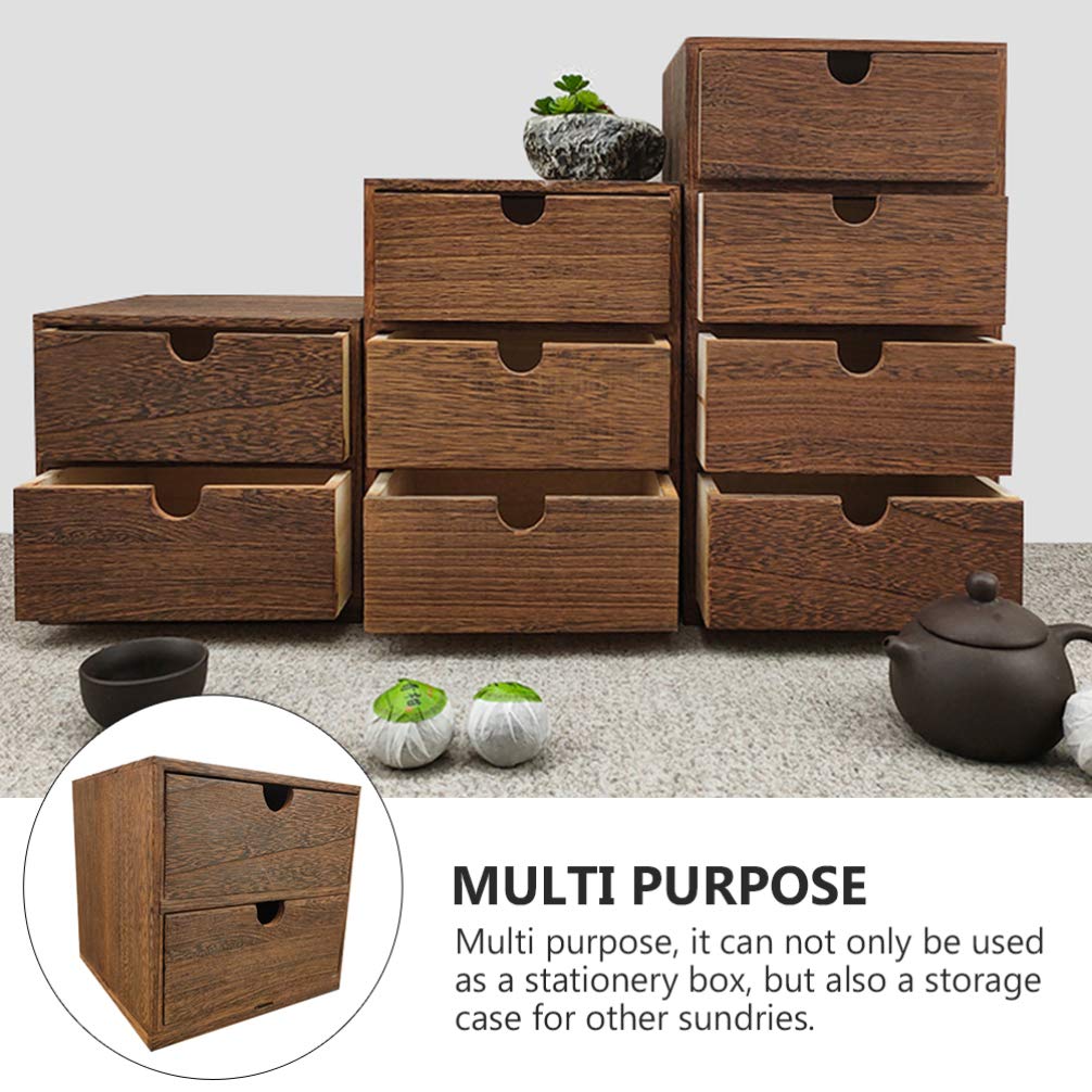 Schreibtisch-Organizer aus Holz, 2 Schubladen, kleine Aufbewahrungsbox für Zuhause, Büro, Schulbedarf und Mehrzweckgebrauch, stilvoller Schreibtisch-Organizer aus Holz mit Schubladen