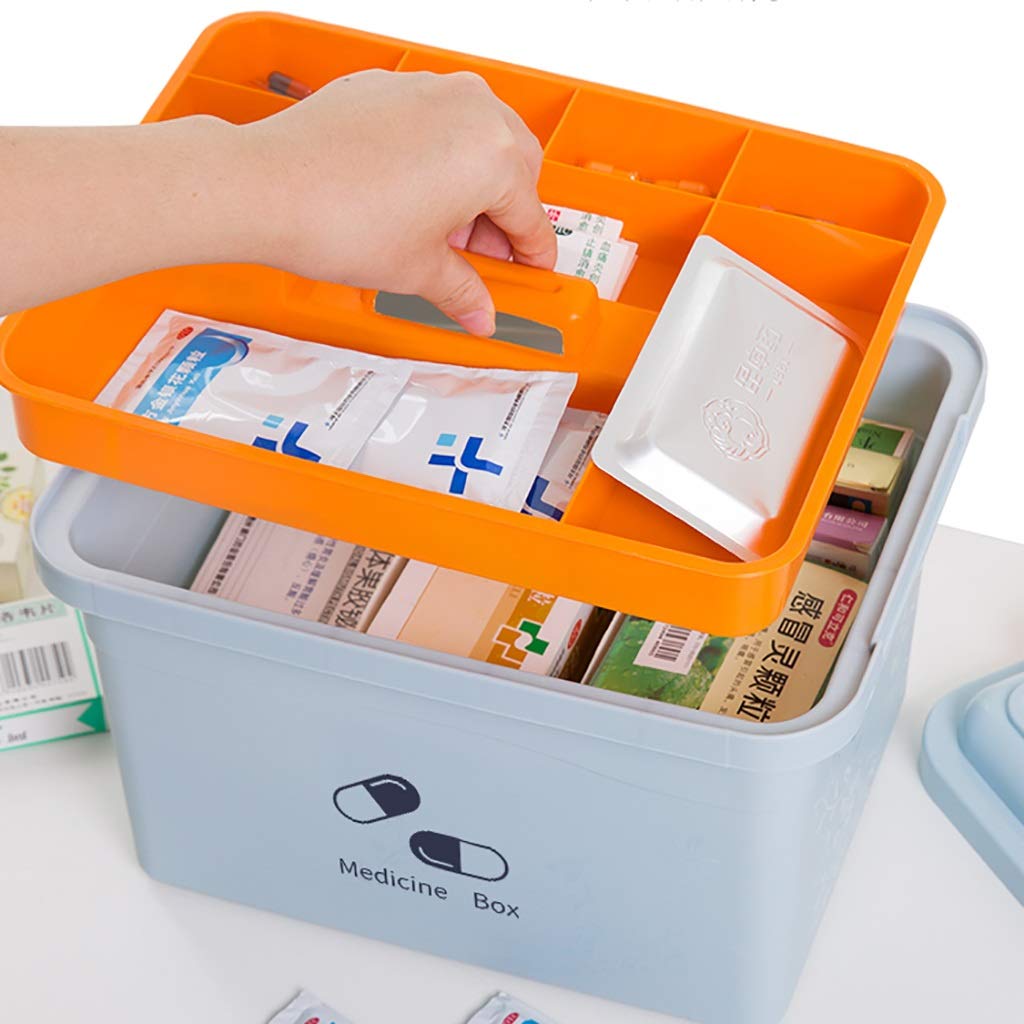 ZSH Pudełko apteczne/PP, 2 warstwy, wielofunkcyjna, przenośna, apteczka pierwszej pomocy, do domowego biura, 2 kolory, S, M (kolor: B, rozmiar: S)