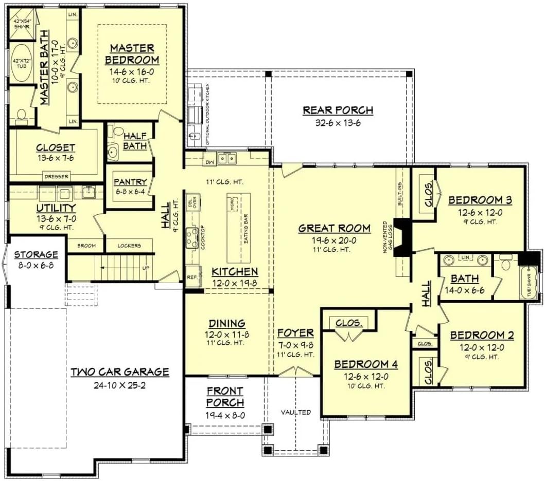 19-1663 HOUSE PLAN - Traditional Craftsman House Plan with Bonus Room and Vaulted Ceilings