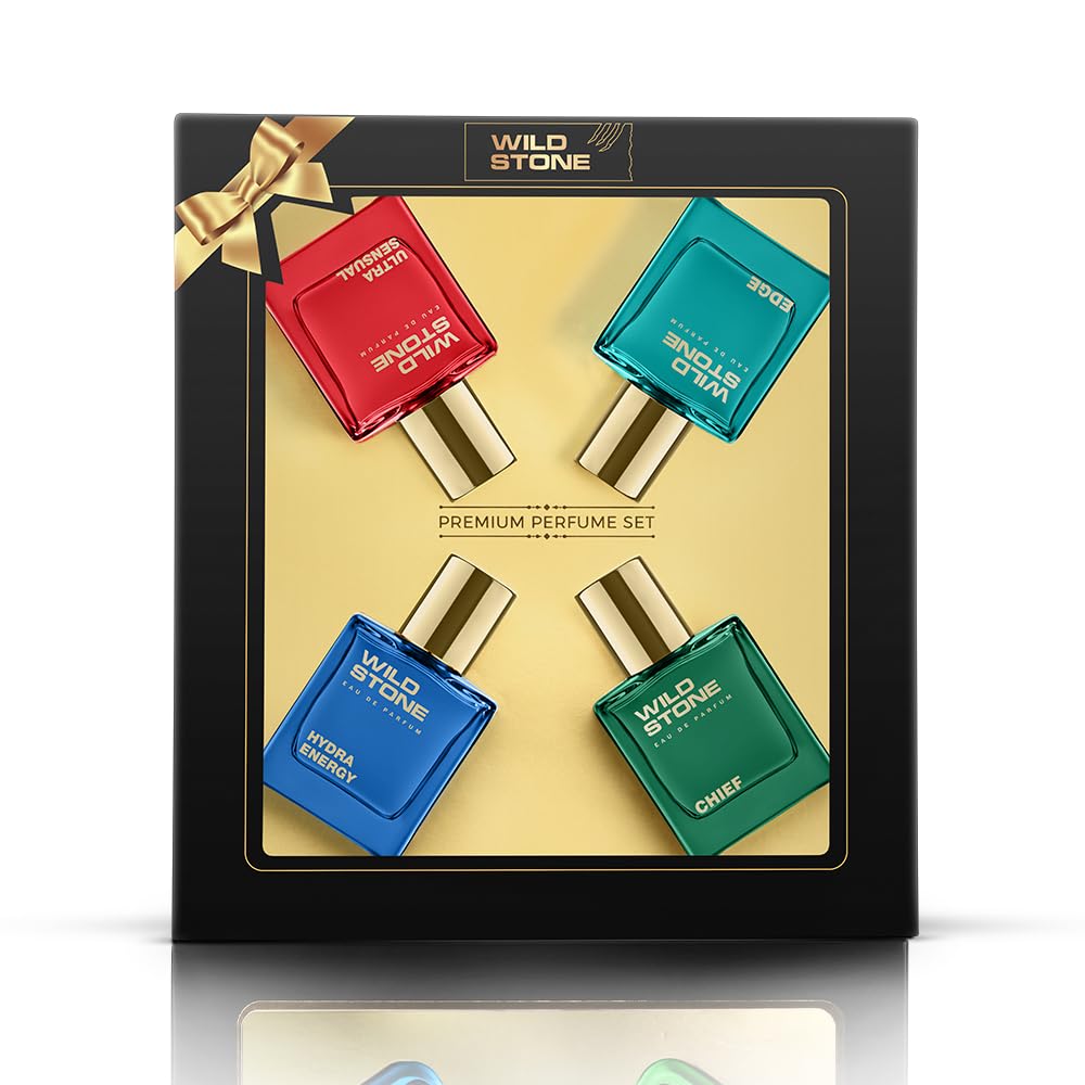 Wild Stone EAU DE Parfum Gift Set for Men, Pack of 4 (4x30ml) | Premium Fragrance Gift Set | Edge,Ultra Sensual, Hydra Energy & Chief Luxury Perfume