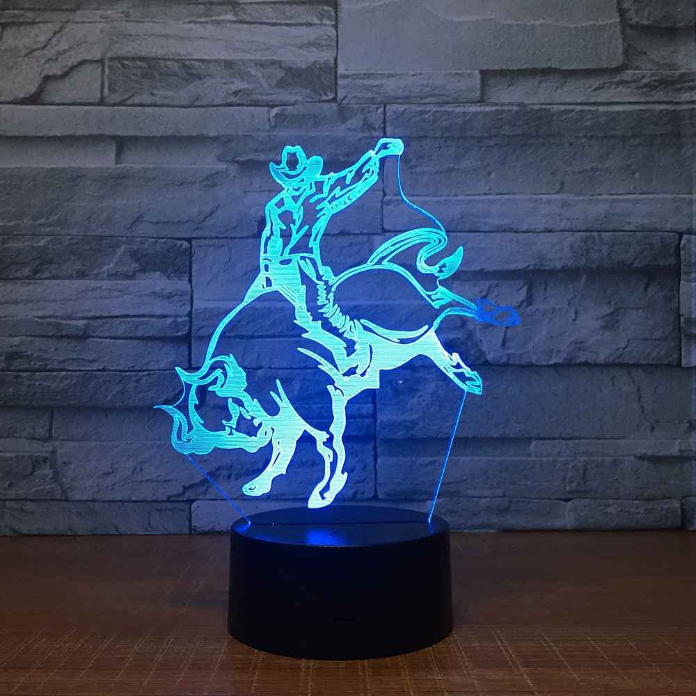 Lampada 3D LED Notte A Forma Di Cowboy - Illusione Ottica Con Telecomando 16 Colori E Base Touch, Decorazione Camera Da Letto Per Bambini E Adulti - 2