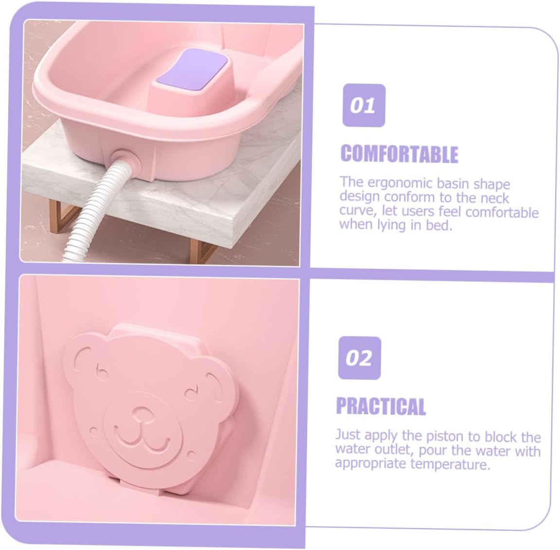Portable Hair Washing Basin for Home Adjustable Shampoo Tray Neck Support for Bedridden and Pregnant Women Easy to Use No Bending Required for Elderly Care