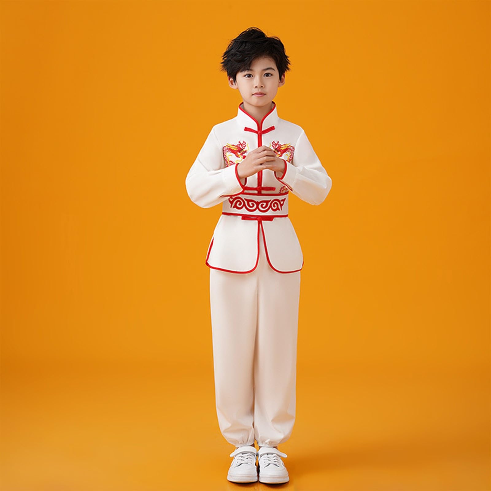1 vêtement pour garçon et fille Costume chinois Entraînement Uniformes Arts traditionnels Wing Chun Tenues Costume de citrouille pour adulte