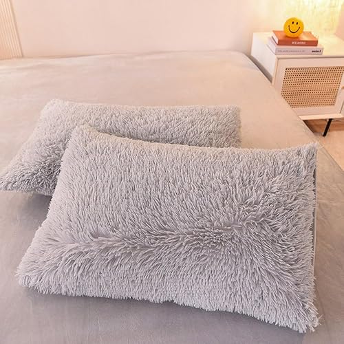 Miniatura 7 de Mengersi Juego de funda de edredón de felpa de pelo sintético, lanudo y esponjoso, funda de edredón de terciopelo de cristal ultra suave con fundas