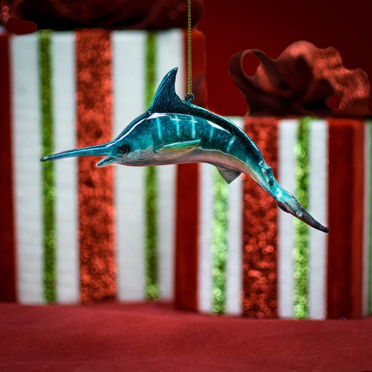 Treasure Gurus Hanging Swordfish Christmas Tree Figurine Ornament Holiday Fishing Gift Nautical Xmas Decor - Image 3
