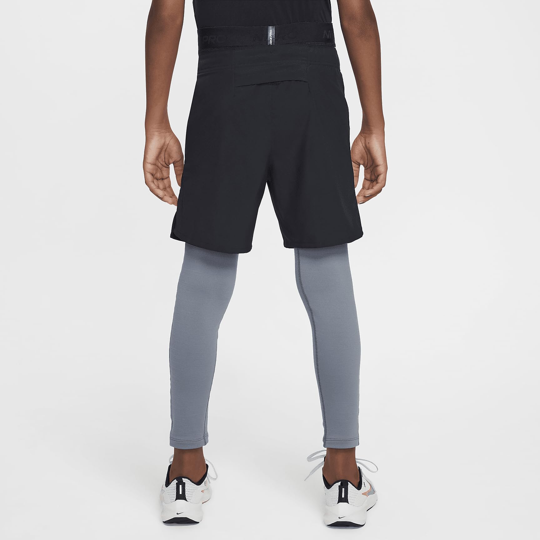 Nike Pro Warm Big Kids' (Boys') Dri-FIT Training Tights (HF4364-084, Smoke Grey/Black) Size Medium