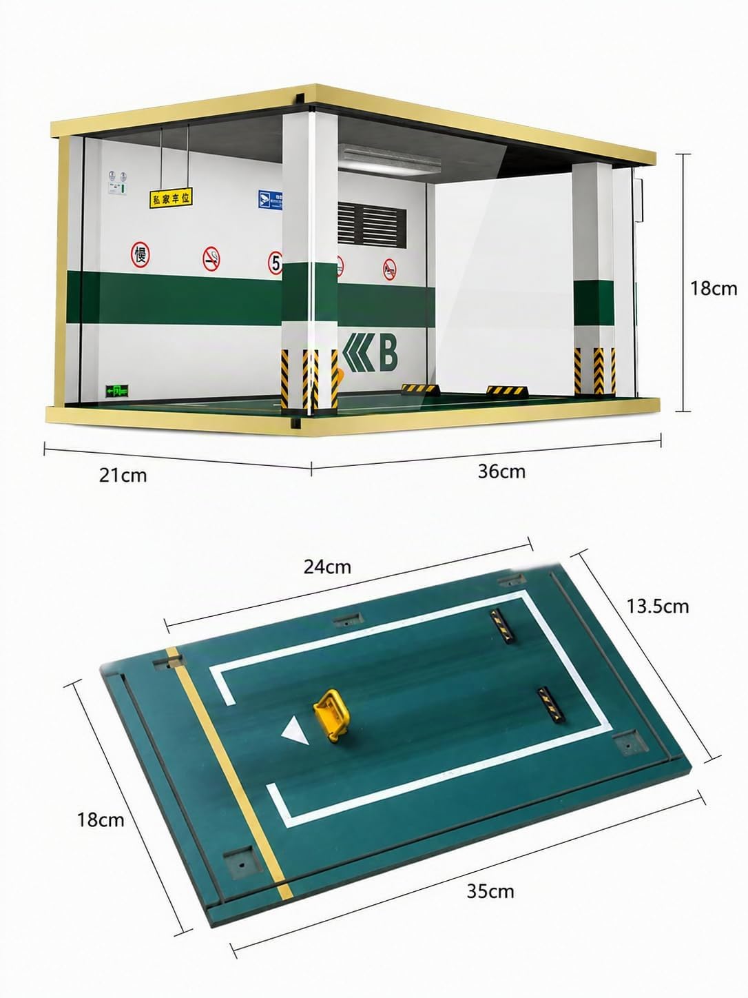 WANLIAN Realistische Garage-Szene Modellauto Display-Box mit LED-Beleuchtung | USB-Vitrine mit LED-Beleuchtung zum Präsentieren von Modellmodellen, Objekten
