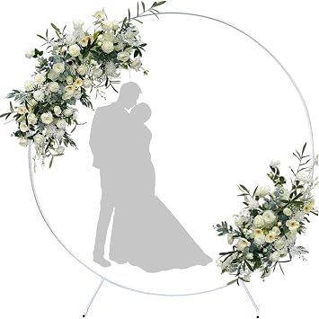 Round Backdrop Stand for Parties, Circle Wedding Arch Ring Backdrop Stand, Metal Balloon Flower Arch Holder Stand, for Wedding, Valentines Day, Birthday, Party DecorationWhite,1.5m