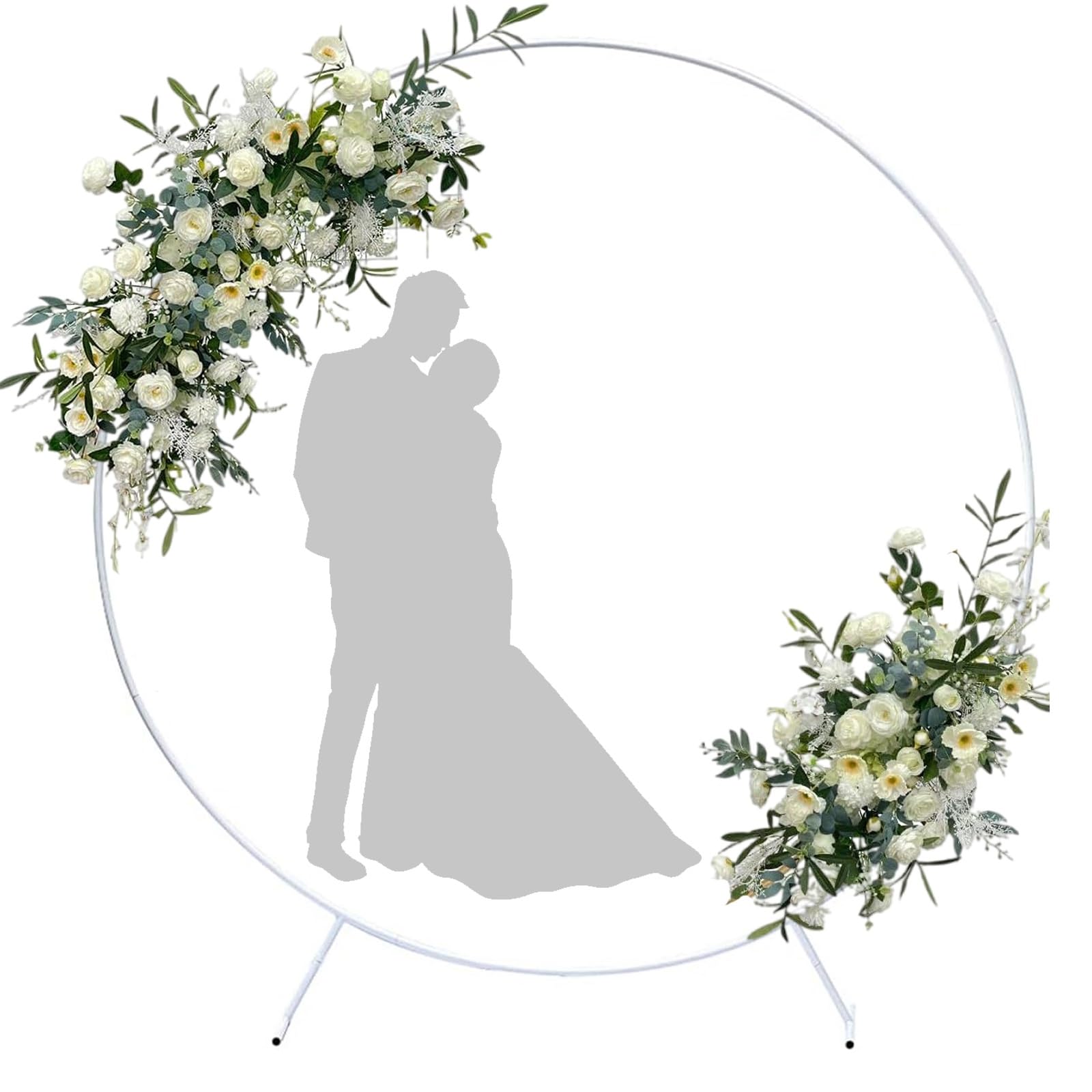 Redondo De Globo, Marco De Globo, Soporte De Globo Reutilizable, Arco para Globos Decoracion Base, para Boda, San Valentín, Cumpleaños, Decoración De Fiestas(White,2.4m)