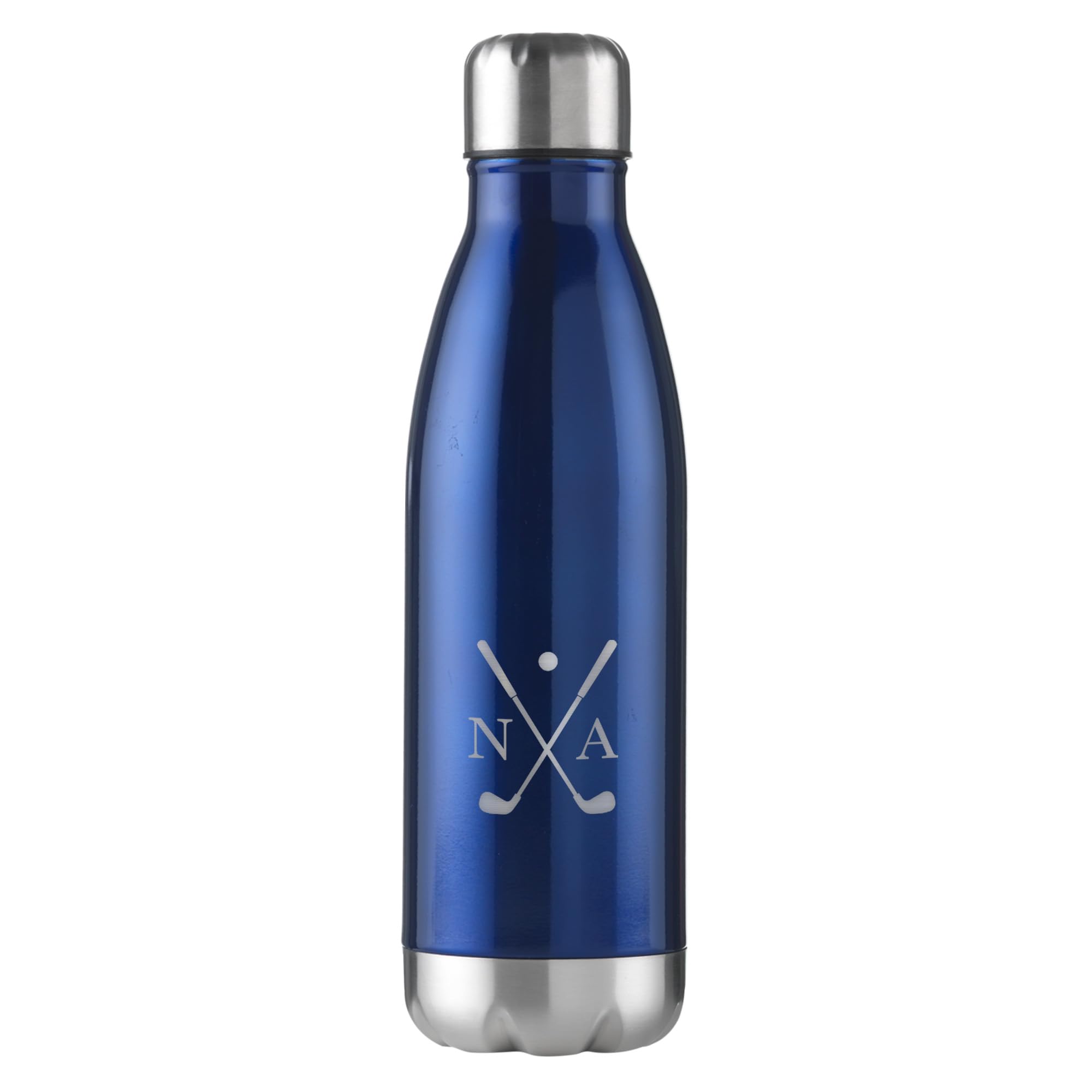 eBuyGB Personalised Golf Water Bottle with Initials, Insulated Flask, Golf Gift (Blue, 500ml)